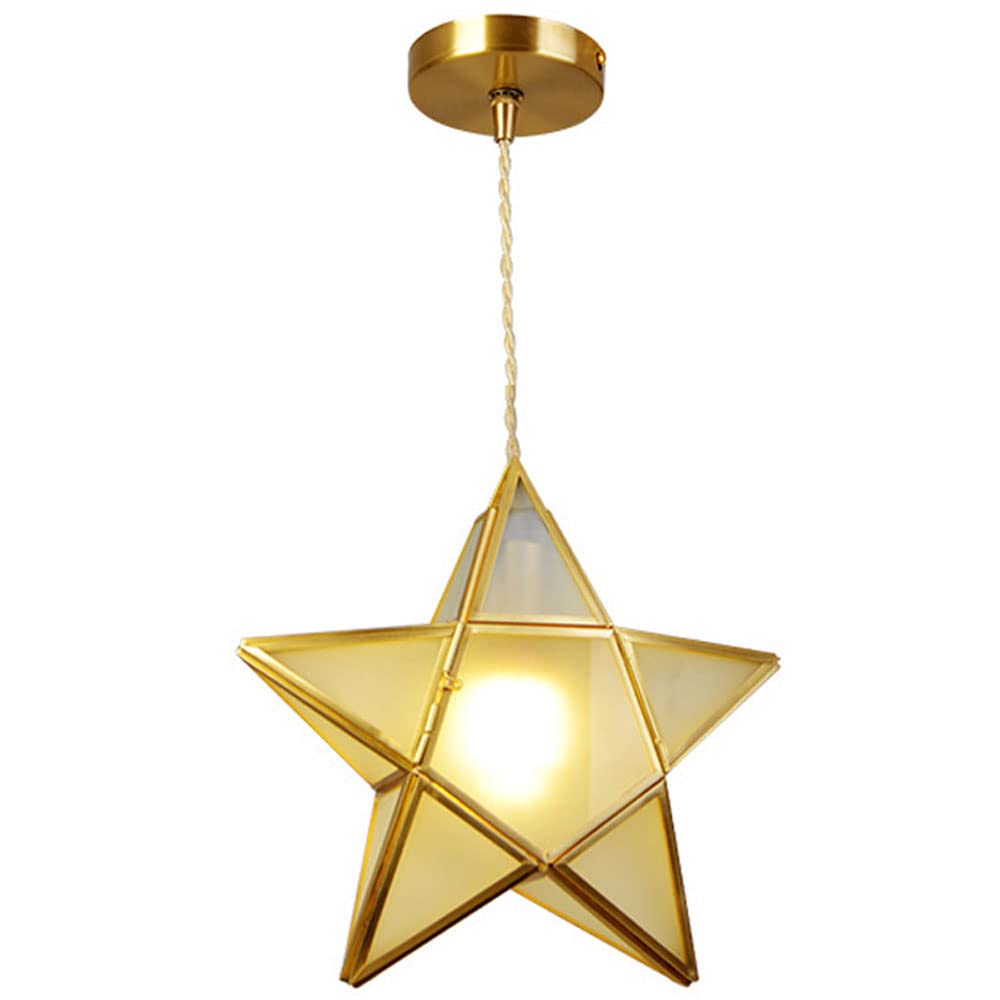 DULAB Creative Brass Pendant Light Fixtures, Golden Five-Pointed Star Decorative Hanging Ceiling Lamp,Modern Simple Lighting Pendant Lamp,Suspension Lights for Porch Aisle Apartment Living Room.