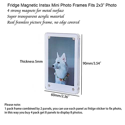 Acrylic Fridge Magnetic Frame 2X3,Magnetic Instax Mini Photo Frame, Polaroid Picture Frames, Refrigerator Magnet Display, Kpop Photocard Holder, Fridge Sticker, 2.36 X 3.54 Inch [8 Pack 16 Panels] #TOP1
