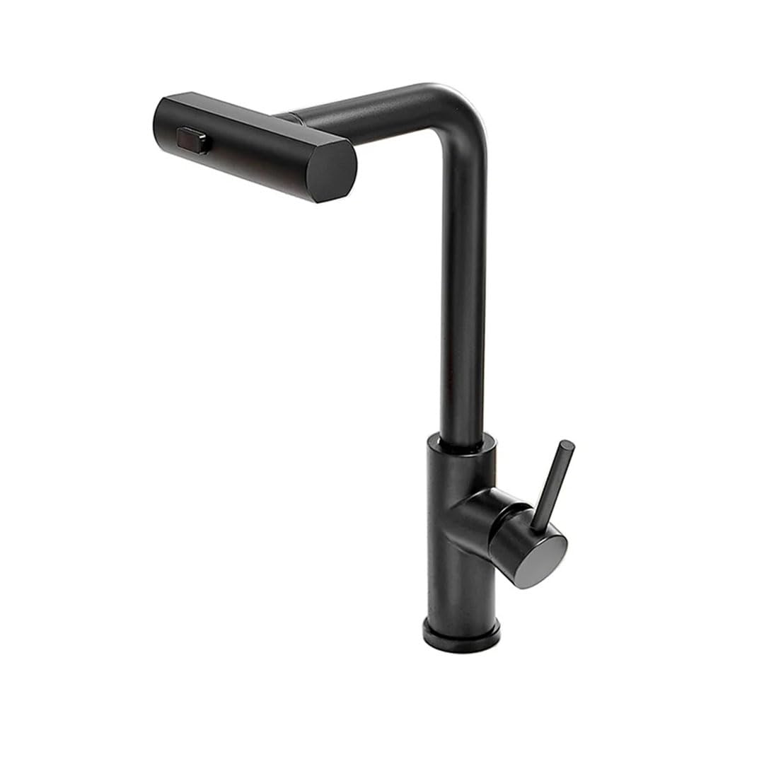 MXXQRHF Brushed Nickel Kitchen Faucet with PullDown Sprayer Swivel Mixer Tap Modern Design Easy Installation Stylish Sink Fixture for Home & Kitchen (Negro G3/8)