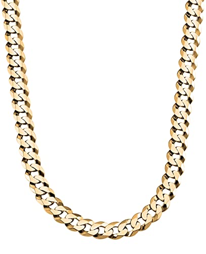 Savlano 14K Gold Plated 925 Sterling Silver 7.5mm Italian Solid Curb Cuban Link Chain Necklace For Men & Women - Made in Italy Comes Gift Box