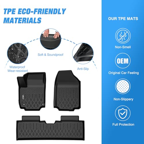 Image of Nilight TPE Floor Mats for Chevy Equinox GMC Terrain (Fuel Model Only) | 2025 2026 All Weather Custom Fit Heavy Duty Floor Liners