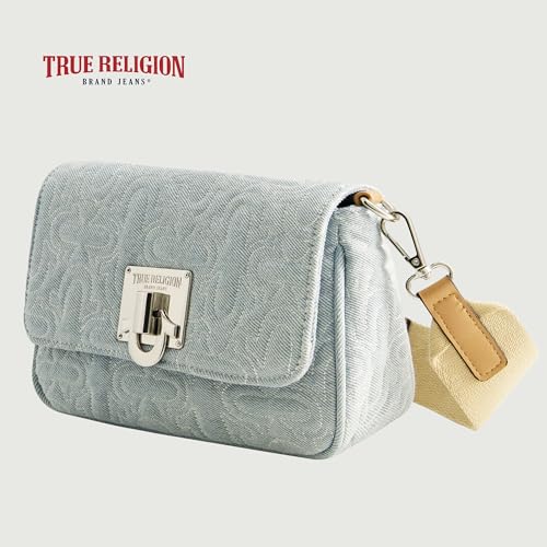 Image of True Religion Women's Crossbody Bag, Quilted Denim Purse Handbag with Adjustable Removable Shoulder Strap