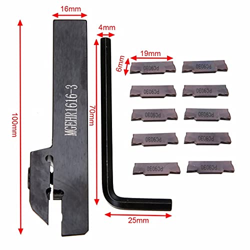 Portaherramientas para torno MGEHR1616-3 con 10 insertos MGMN300 miniatura 2