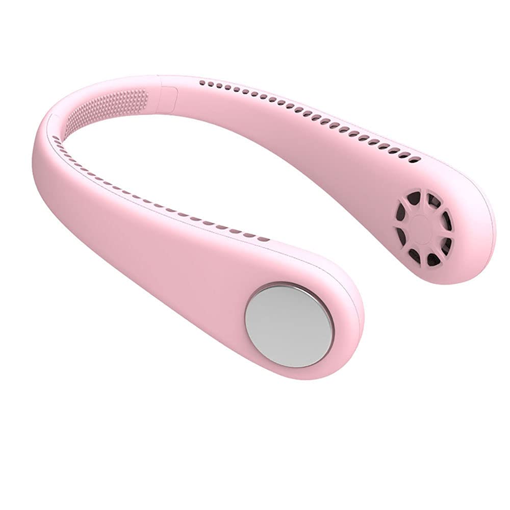 Ventilateur portable anti-canicule : mini-ventilateur de cou rose rotatif contre la chaleur