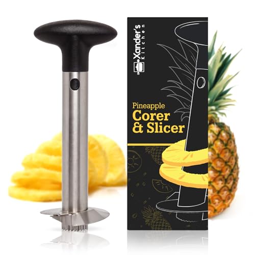 Xanders Kitchen Pineapple Corer Peeler Slicer Fruit Cutter Stainless Steel Tool Kitchen Easy Use Heavy Duty Core Remover
