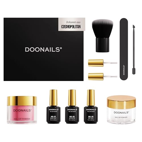 DOONAILS Dipping Powder Nails Set Probierset Rose Red 8-teiliges Nagel Probierpaket für salonschöne Pediküre & Maniküre Vegan & tierversuchsfrei Schnelle Trocknung ohne UV-Lampe