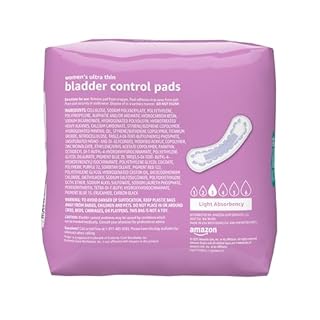 Amazon Basics Women's Incontinence Pads, Postpartum, Bladder Control, Light Absorbency, Unscented, 180 Count (6 Packs of 30)