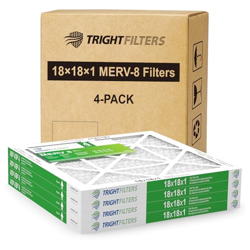 TRIGHTFILTERS 18x18x1 Air Filter 4 Pack, Durable MERV 8 Pleated Home HVAC AC Furnace Filters, Lightweight Compact Air Conditioner Filter Replacement