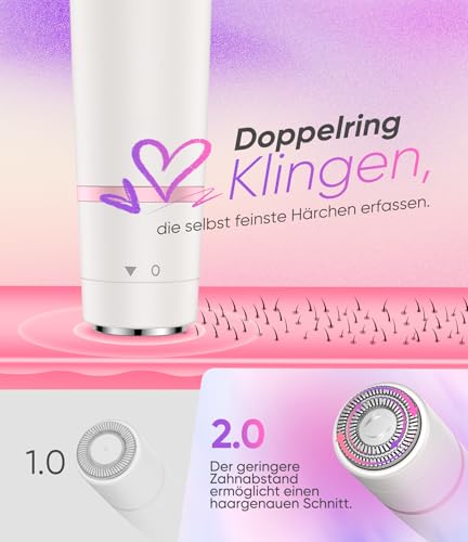 Rasierer Damen 4-in-1 Intimrasierer für Frauen Gesichtshaarentferner Weiß – Ansicht 4