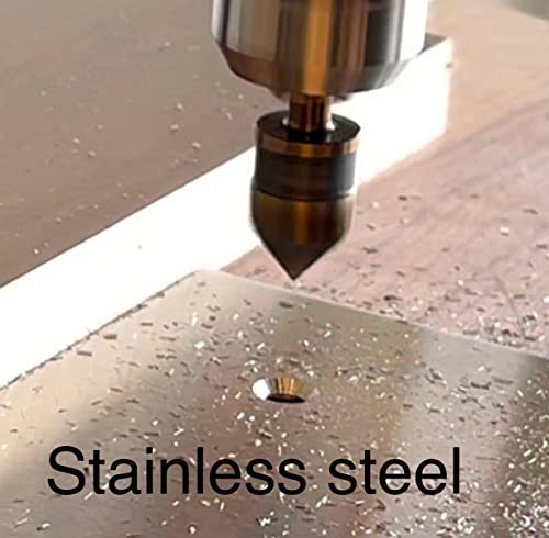 Jnb Pro Countersink Drill Bit Set For Metal - 5 Pc High Speed Steel With 5% Cobalt Hss-Co M35 Grade, Sizes 1/4", 3/8", 1/2", 5/8" & 3/4" - 5 Flutes 82 Degree - 1/4" Shank - Metal Countersink Bit Set #TOP4