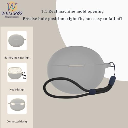 Image of WELCROS Soft Silicone Protective Case Cover for OnePlus Buds 4 (Lanyard Grey)