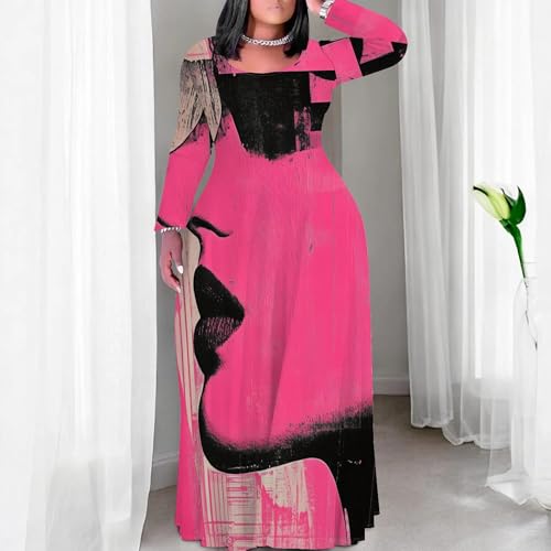 Image of PinkPatty Women's Plus Size Long Sleeve Maxi Dresses T Shirt Boho Fall Dress with Pockets