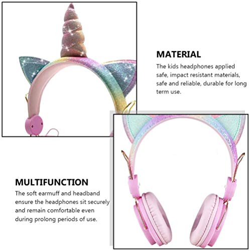 Mobestech Fones de Ouvido Kids Unicórnio Fone de Ouvido Infantil Com Fio E Fone de Ouvido Unicórnio