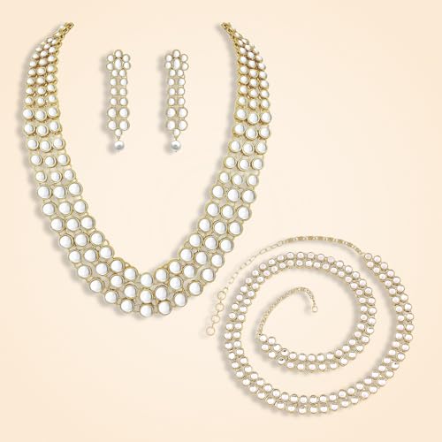 Image of Peora Anuskha Sharma Inspired Kundan Necklace & Jewelry Set Gift For Women