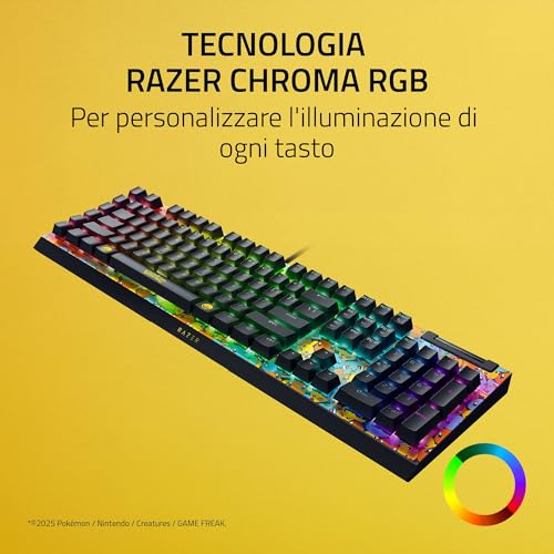 BlackWidow V4 X Pokémon Edition - Tastiera da gioco meccanica - Chroma RGB - Interruttori Clicky Verde - 6 tasti macro dedicati - copritasti in ABS Doubleshot - QWERTY Layout USA | Pokémon Kanto - Tastiera gaming - Immagine 4