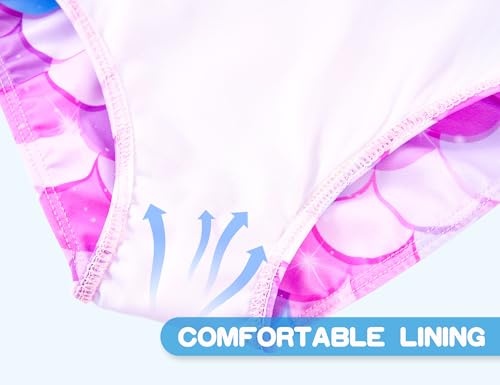 Image of Snowheart Girls Swimsuit One Piece Bathing Suit Kids Quick Dry Shoudler Ruffle Floral Swimwear for 3-12 Years Old