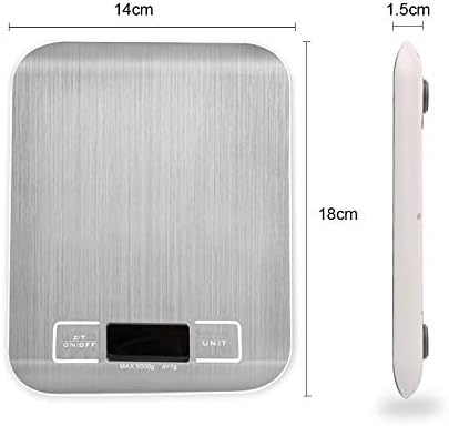 Food Scale Silver Digital Scales 5kg 10kg 1g Weight Scale Stainless Steel Electronic Balance Measure Tools LED Display Kitchen Scales(