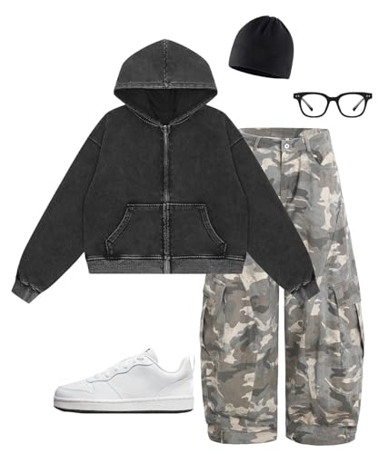 Vintage Washed Hoodie Jacket Zip Up Hooded Sweatshirt Streetwear Outerwear4