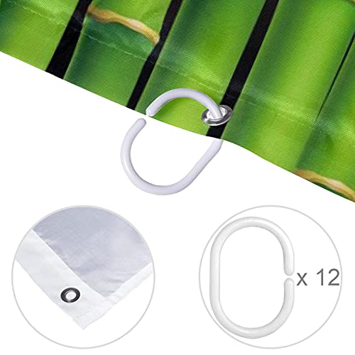 Rideau de douche oriental bambou imperméable 183x183 cm avec crochets - 5