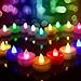 Beichi 24 Pack Color Changing LED Tea Lights, Flameless Tealight Candles with Colorful Lights, Battery Operated Colored Fake Candles for Weeding, Party and Christmas, No Flickering Light, White Base