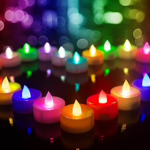 BEICHI 24Pack Color Changing LED Tea Lights,200+ Hours Life,White Body | Flameless…