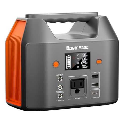 EnginStar Portable Power Station 150W 155Wh Solar Generator 110V 42000mAh Portable Power Bank w/AC...