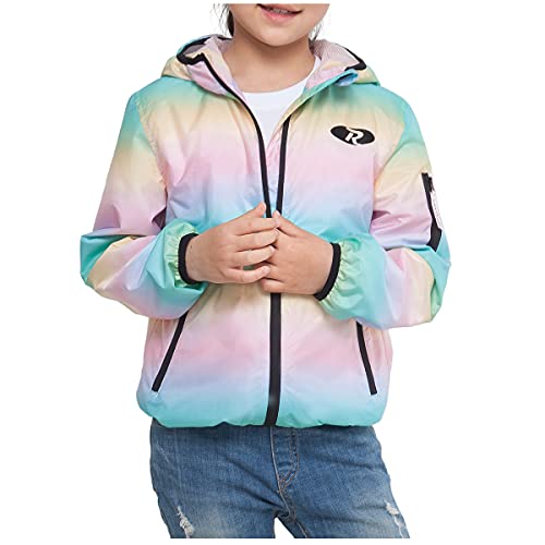 Rokka&Rolla Girls' Lightweight Water-Resistant Jersey-Lined Hooded Windbreaker Jacket3