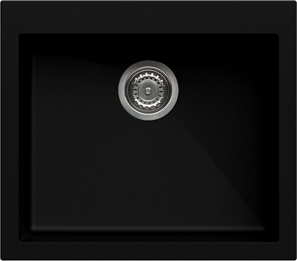 Lavello cucina Ettore Mix nero 1 vasca/vascone 57 x 50 cm Made in Italy