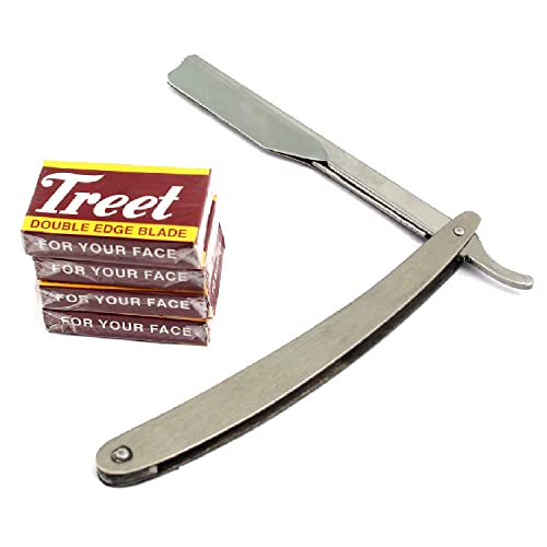 G.S Barber Straight Edge Razor Safety With 100 Derby Blades-Salon Quality Smooth Shave-100 Percent Stainless Steel-Replacement Blades Extend Life Of Shaver