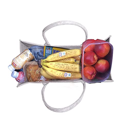 Filztaschen 2 Stück Kaminholztasche Filz, Groß Kaminholzkorb Filztasche Shopper Faltbar Filz Einkaufskorb für Holz Zeitungen Kaminholz Filztasche Maße (Grau- 2 Pcs Set)-5
