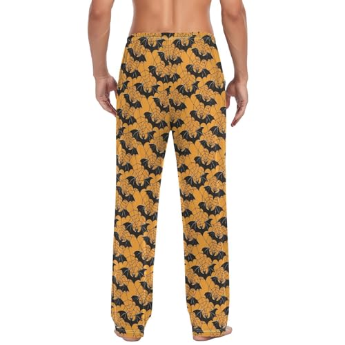 Mens Pajama Pants Halloween Spider Web Cobweb Bat Soft Lounge Sleep Pj Bottoms with Drawstring Pockets3