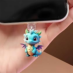 Adorable Baby Dragon Dust Plug Acrylic Charms for electronic products,Type-C Charging Port Dust Plugs Pendant Compatible with E-Reader Phone Tablet, Gift for Christmas, Birthday, Anniversary Day