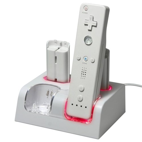 Insten Battery Charging Dock for Remote Control + 4 Rechargeable 2800mAh Battery Compatible with Nintendo Wii / Wii U