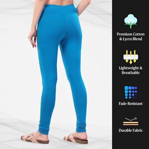 Image of TRASA Ultra Soft Cotton 4 Way Stretchable Churidar Solid Regular and Plus 20 Colours Leggings for Womens and Girls -Sizes :-M, L, XL, 2XL, 3XL, 4XL, 5XL, 6XL