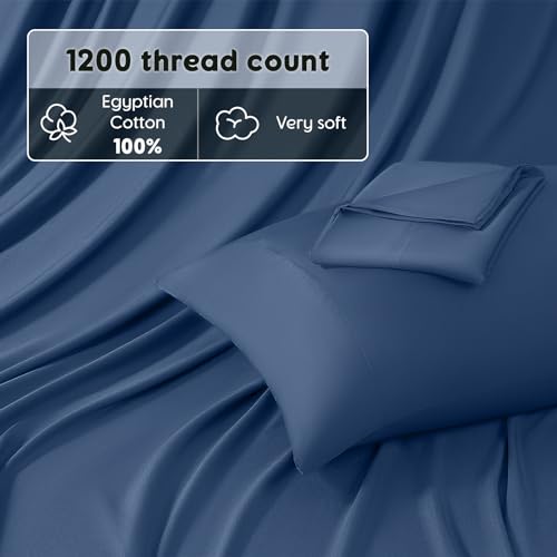 Image of SONORO KATE 100% Egyptian Cotton Sheets,1200 Series,Queen Size