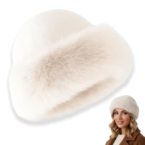 DqiUnaX Pelzmütze Damen, Fellmütze Damen, Beige Damenmütze...
