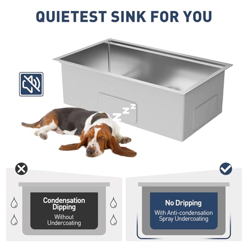 Undermount Kitchen Sink, 32x19 Inch Stainless Steel Kitchen- Single Bowl Sinks, Modern Top Mount 16 Gauge Workstation Sink-with Cutting Board for Bar, Silver (Not Included Faucet)