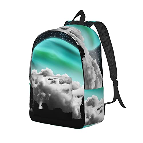 Sac à dos en toile léger ALLOCS Space And Moon décontracté et robuste Noir - 2