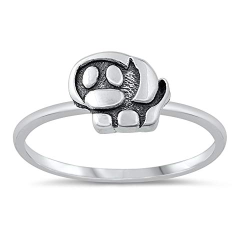CloseoutWarehouse 925 Sterling Silver Cute Dog Ring