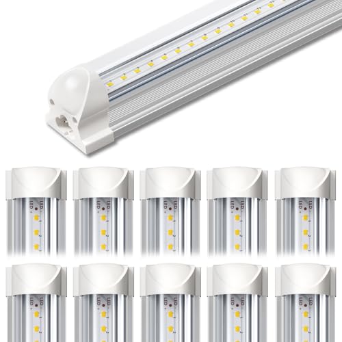 Image of SHINESTAR 4FT Led Shop Lights, 40W 5000LM 5000K LED Shop Light Super Bright 75% Energy-Saving Linkable T8 Light Tube Integrated Fixture for Workshop Garage Basement, 10 Pack