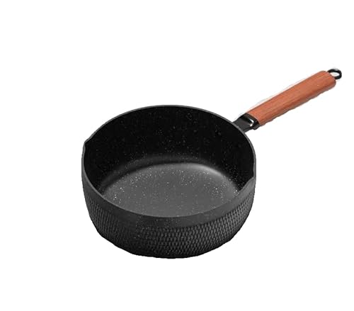 BVCERLINE 雪平鍋 ガス火とIH通用 アルミニウム合金製 マーブルコートくっつきにくい ハンマー紋 ラーメン鍋 両側注ぎ口 セイロ蒸し器付き ガラス鍋蓋付 片手鍋 小鍋 ミルクパン ブラック雪平鍋 18cm