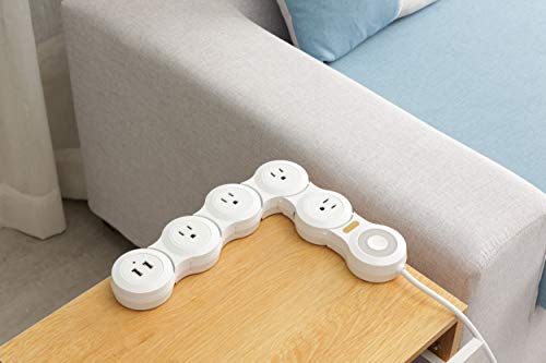 Extensión VVONS con 4 tomas y 2 USB, cable de 6 pies, protección contra sobrecarga, color blanco miniatura 6