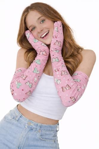 Image of Women's Driving Gloves, Printed Cotton Full Hand Summer Gloves for Protection from Sun Burn /Heat /Pollution (Pack of 1 Pair)