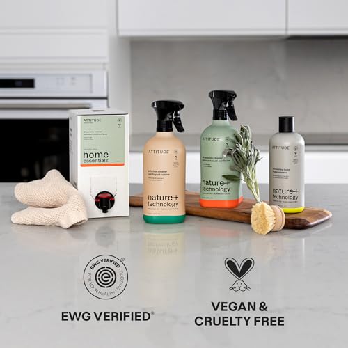 Image of ATTITUDE Dish Soap, Infused with Essential Oils, Plant-Based Ingredients, EWG Verified, Great for Clean and Sparkling Dishes, Vegan Dishwashing Liquid, Lavender & Rosemary, 16.5 Fl Oz