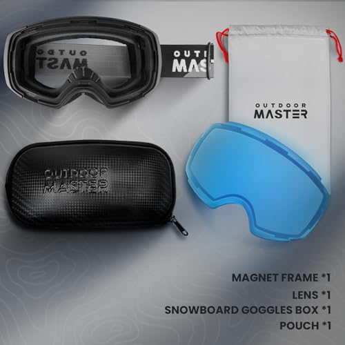 Image of OutdoorMaster Ski Goggles PRO - Frameless, Interchangeable Lens 100% UV400 Protection Snow Goggles for Men & Women (Polarized Sapphire VLT14%)