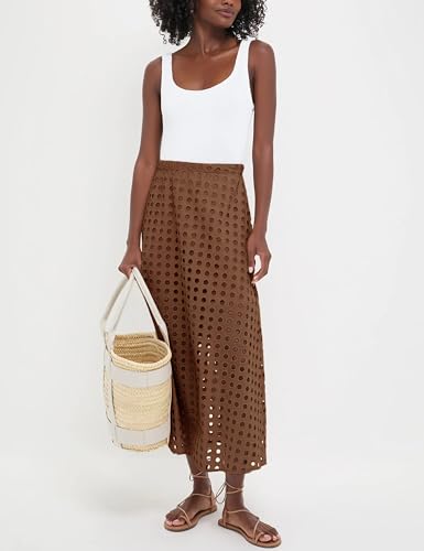 Ailoqing 2025 Summer Casual Long Skirt for Women Cotton Eyelet Beach Maxi Skirt with Underneath2