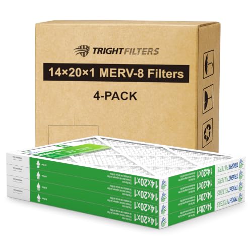 Image of TRIGHTFILTERS 14x20x1 Air Filter 4 Pack, MERV 8 Pleated HVAC Furnace Filter