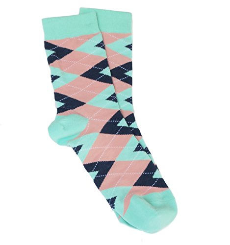 vangobeauty MEN ARGYLES SOCKS MEN DRESS SOCKS WEDDING SOCKS Coral- Mint-Navy Blue - Size 7-132