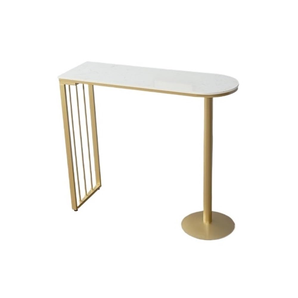Tavolino Alto Tavolo da bar in marmo con struttura in metallo, tavolo da pranzo da cucina con piedini alti di lusso Home Light Tavolo Alto(Gold,100 * 40 * 105cm)