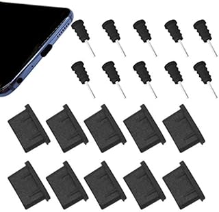 CKANDAY 10 Pairs USB C Dust Plugs Set for Type C Charging Port and Earphone Jack, Silicone Anti-Dust Pluggy Caps Compatible with Samsung S10, Note, Pixel, One Plus,Latest 12, 13 and 15 Mac Laptops
